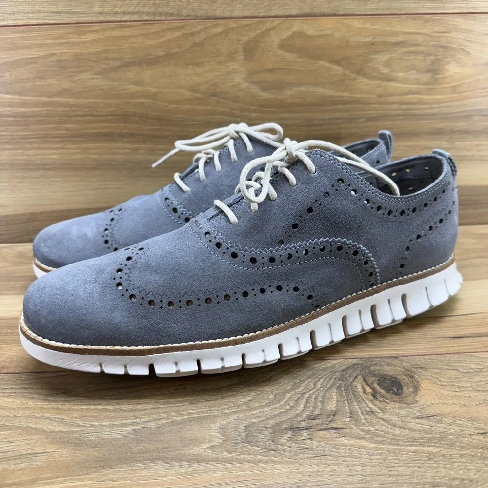 Cole Haan Zero Grand Remastered Oxfords Mens 11 M Gray Suede Business Casual